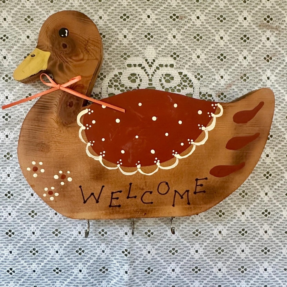 Hand Painted Duck Decor | Entryway Key Rack | Cottage Kitchen Wall Decor